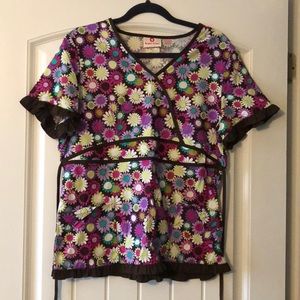 White cross scrub top